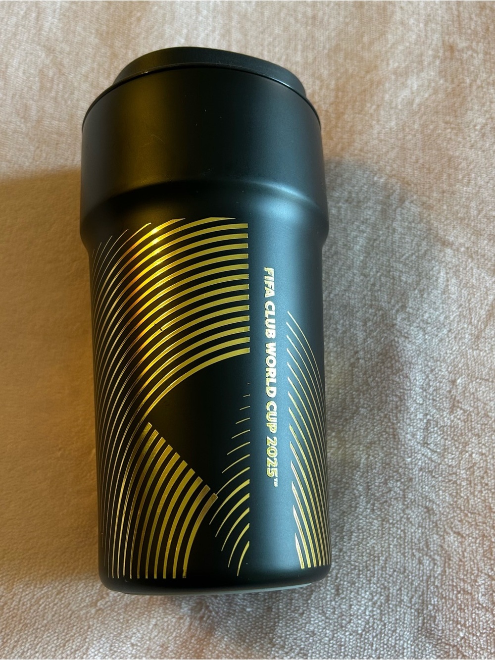 FIFA Club World Cup 2025 black and gold stainless steel tumbler